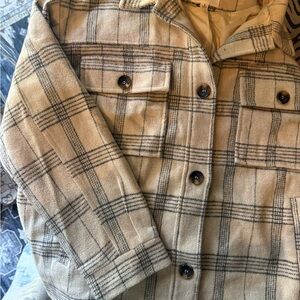 Le Lis Cream and Black Plaid Jacket